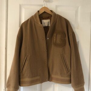 GANT Oversized Wool Bomber Jacket in Camel